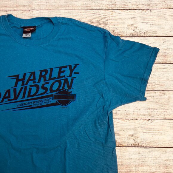 Vintage Harley Davidson Rockstar Fort Myers FL T-Shirt Size Large Blue Surfboard - Picture 11 of 11